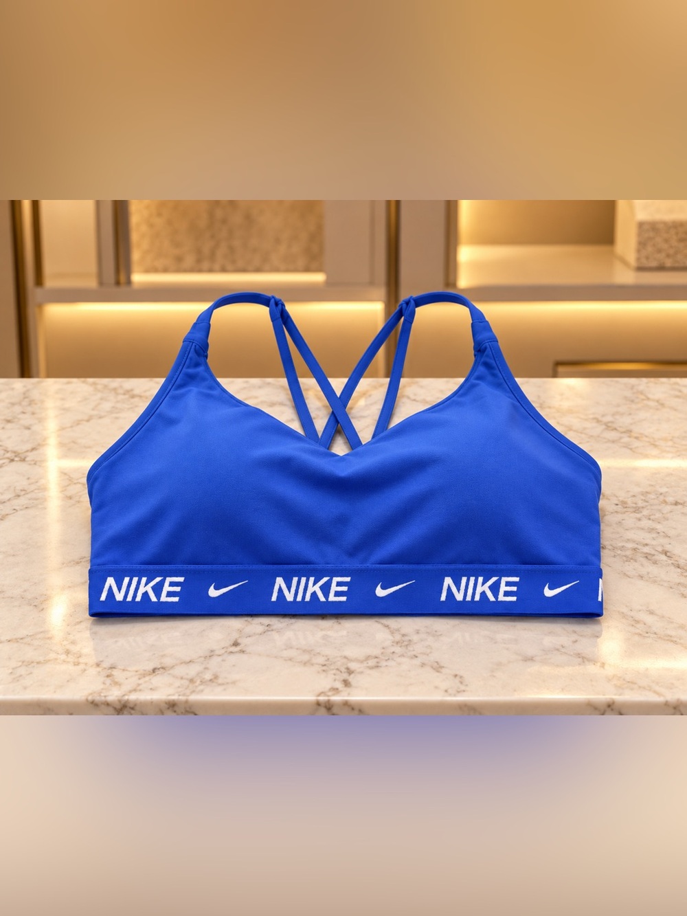 Nike Women's Royal Blue Strappy Logo Sports Bra